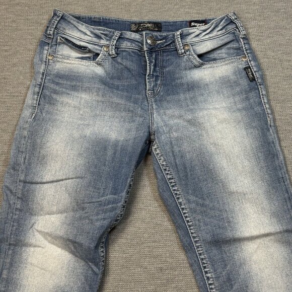 Silver Suki Jeans Womens Blue Denim Super Stretch High Capri Size W30/L22.5 - Picture 3 of 14